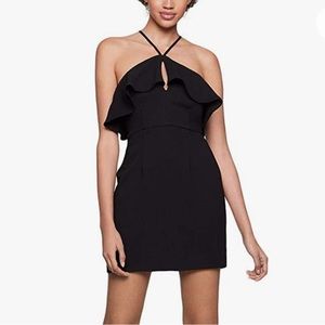 BCBGeneration Women's Asymmetric Black Ruffle Halter Mini Dress LBD - size 6